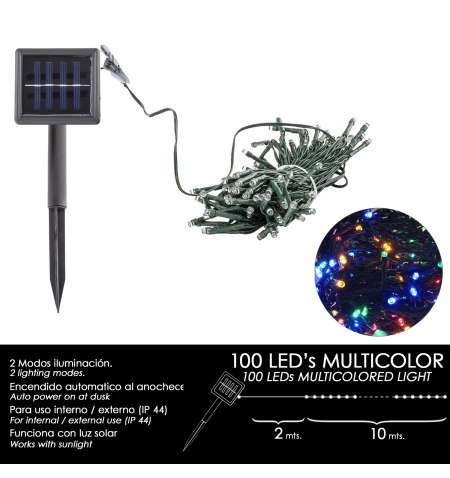 Luces Navidad Solar 100 Leds Multicolor Interior / Exterior (IP44)