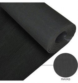 Suelo Goma Rayas 1,30x10 metros 3 mm. de Grosor Color Negro