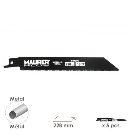 Hoja Para Sierra Sable Metal 228 mm. - 18 TPI Tipo Bosch (5 piezas)