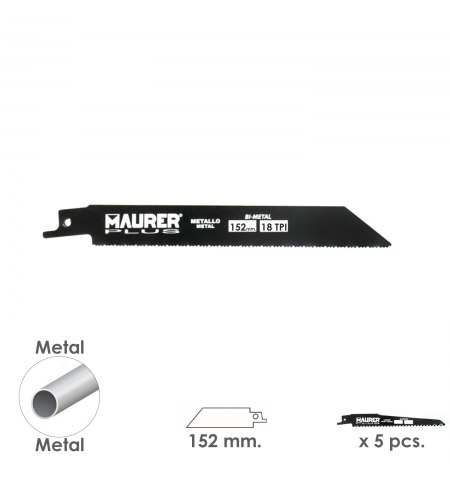 Hoja Para Sierra Sable Metal 152 mm. - 18 TPI Tipo Bosch (5 piezas)