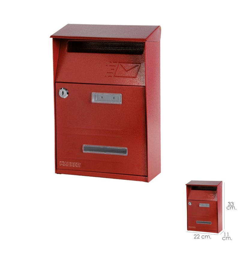 Buzon Maurer Exterior 22 x 33 x 11 (alt) cm. Color Rojo