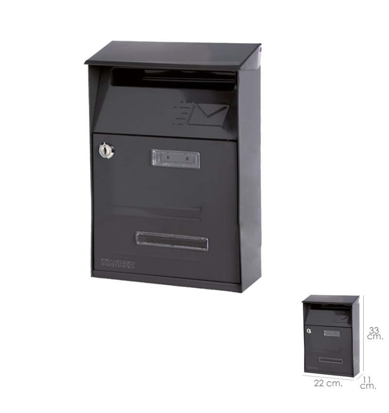 Buzon Maurer Exterior 22 x 33 x 11 (alt) cm. Color Gris Oscuro
