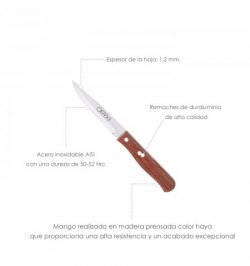 Cuchillo Montana Patatero Hoja Acero Inoxidable 9 cm. Mango madera (Blister 3 piezas)
