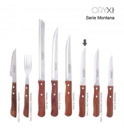 Cuchillo Montana Multiusos Hoja Sierra Acero Inoxidable 11 cm. Mango Madera (Blister 3 piezas)