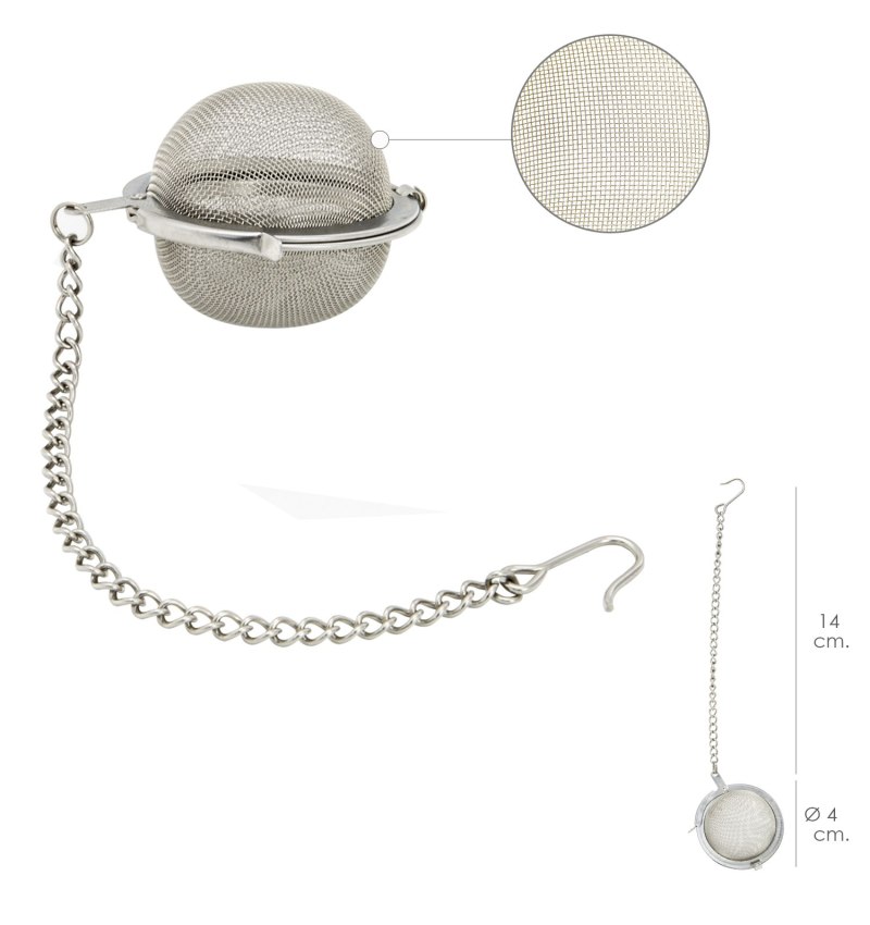Bola De Te Acero Inoxidable Filtro De Malla Ø 4 cm. Con Cadena