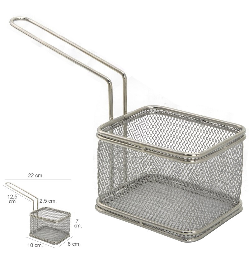 Cesta Freir Mini 10 x 8 x 7 (Alt) cm. Acero Inoxidable Con Mango