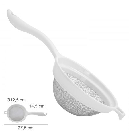 Colador Acero Inoxidable Ø 12,5 cm. Con Mango Plastico