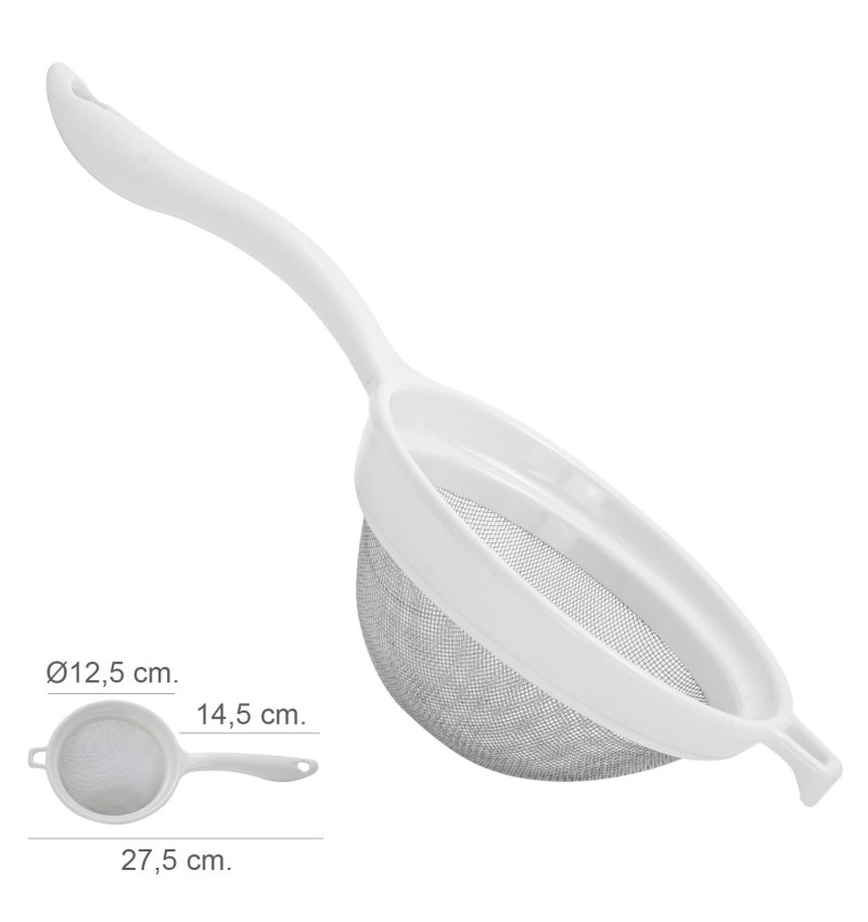 Colador Acero Inoxidable Ø 12,5 cm. Con Mango Plastico