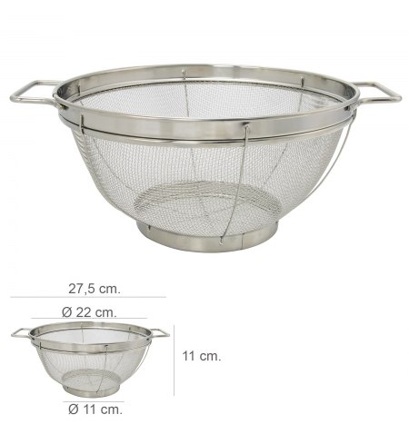 Escurridor Malla Acero Inoxidable Con Asas Ø 22 cm.