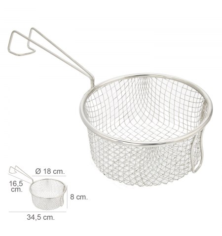 Cesta Freir Acero Inoxidable Con Mango Ø 18 cm.
