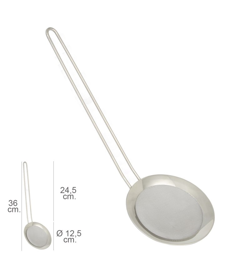 Espumadera Malla Acero inoxidable Ø 12,5 cm. Con Mango 24,5 cm.