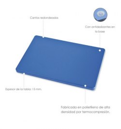 Tabla Cortar Polietileno 30x20x1,5 cm.  Color Azul