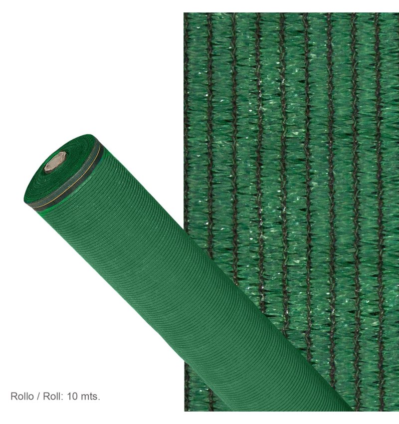 Malla Sombreo 90%, Rollo 1 x 10 metros, Reduce Radiación, Protección Jardín y Terraza, Regula Temperatura, Color Verde Claro