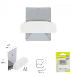 Colgador Percha Adhesivo Acero Inoxidable Color Metalizado / Blanco Colgador Percha Adhesivo Acero Inoxidable Color Metalizado / Blanco