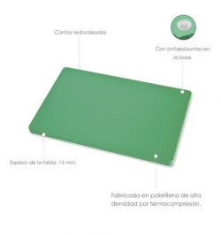 Tabla Cortar Polietileno 30x20x1,5 cm.  Color Verde