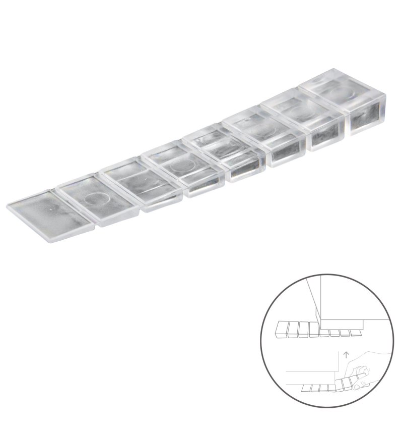 Cuñas Calza Muebles Ajustable / Recortable Transparente (Blister 9 Piezas)