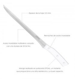 Cuchillo Alaska Jamonero Hoja Acero Inoxidable 26 cm. Blanco