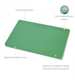 Tabla Cortar Polietileno 35x25x1,5 cm.  Color Verde