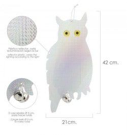 Buho Espantapajaros Reflectante Para Colgar Con 2 Cascabeles (2 Piezas)
