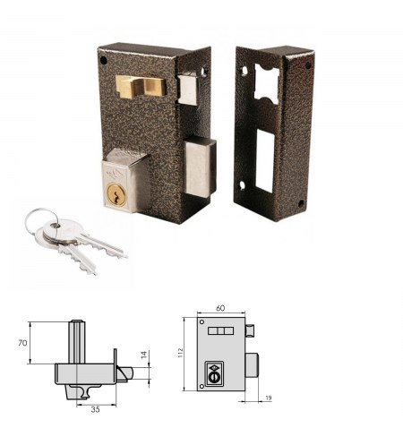 Cerradura Cvl 756A / 60 / Hierro Esmaltado Derecha Cilindro 70 mm.