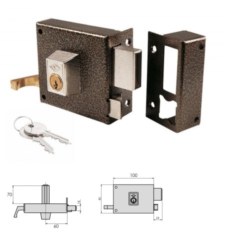 Cerradura CVL 7125AR / 100 / Hierro Esmaltado Derecha Cilindro Perfil