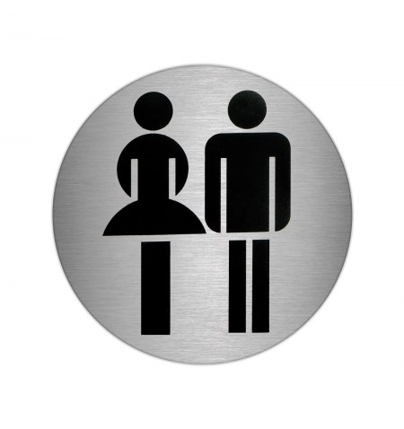 Placa Adhesiva Baño "Mujer / Hombre" Acero Inoxidable Ø 7 cm.