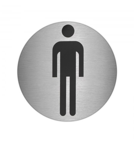 Placa Adhesiva Baño "Hombre" Acero Inoxidable Ø 7 cm.