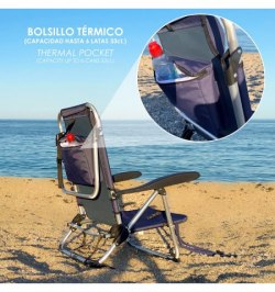 Silla Playa Tipo Mochila Con Bosillo Termico Muy Ligera Realizada En Nylon Alta Calidad y Aluminio