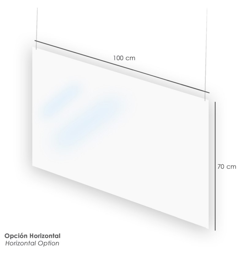 Mampara Protectora  Colgar Techo  Policarbonato 3 mm. Trasnparente. Medida 70x100 cm.