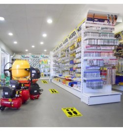 Rotulacion Suelo Distancia Seguridad y Turno. Pegatinas Señalizacion. 5 Unidades Cuadradas, 32 x 32 cm.