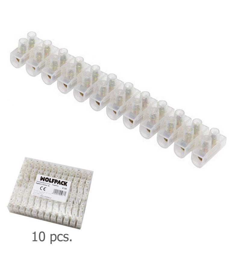 Regleta Ficha Empalme 10 Amperios / Seccion 10 mm. Envase de 10 Regletas de 12 Fichas Cada Una.