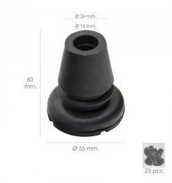 Taco Goma Baston Negro Tubo Ø 16 mm. / Base Ø 55 mm. Tipo Fuelle Bolsa 25 Unidades