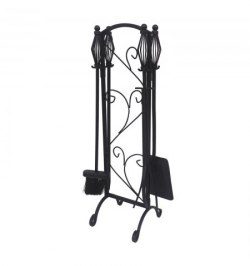Juego Atizadores Forjados Flores 5 piezas 74,5 cm.