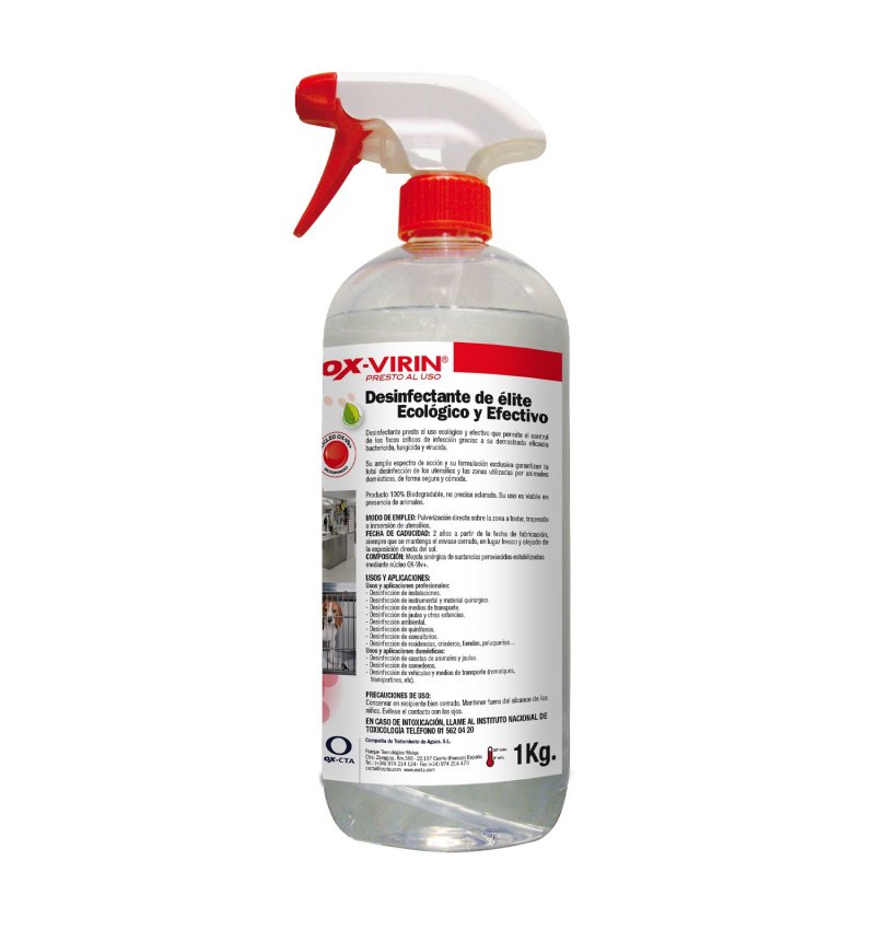 Desinfectante Liquido Ox-Virin, Con Pistola, 1 Litro, Ecologico