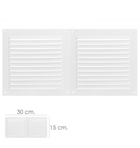 Rejilla Ventilacion Atornillable Doble 30x15 cm. Color Blanca