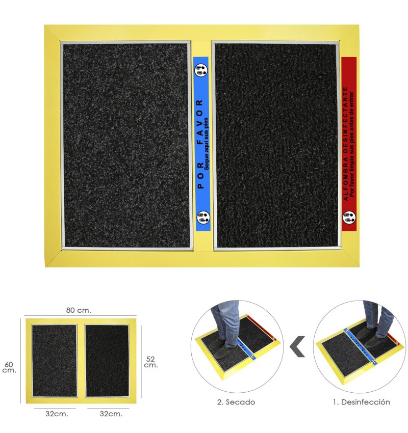 Alfombra Desinfectante Zapatos Con Secado 80x60 cm. uso Profesional / Domestico