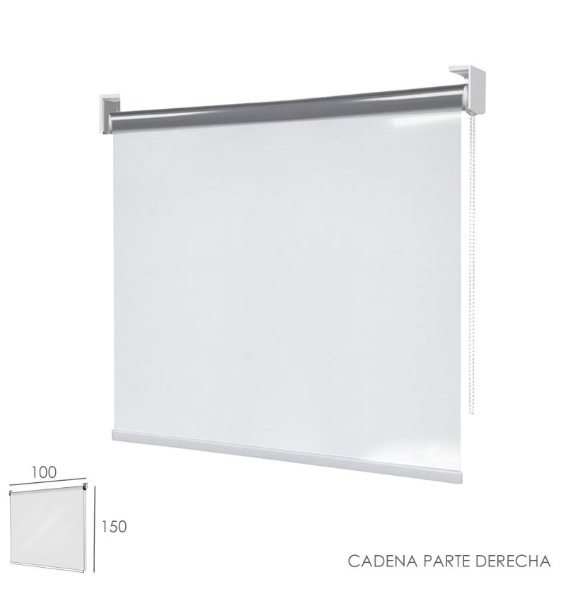 Mampara Cortina Enrollable PVC Transparente, Medidas 100 x 150 cm. Cadena Lado Derecho