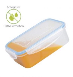 Recipiente Hermetico Plastico Rectangular 240 ml. 12.5x8.5x4.5 (Alt.) cm.