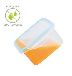Recipiente Hermetico Plastico Cuadrado 400 ml.  11x11x6 (Alt.) cm.