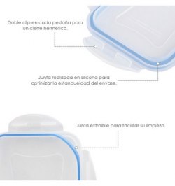 Recipiente Hermetico Plastico Cuadrado 400 ml.  11x11x6 (Alt.) cm.