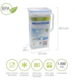 Jarra Plastico Cuadrada 1.500 ml. 22.5x15x8 (alt) cm.