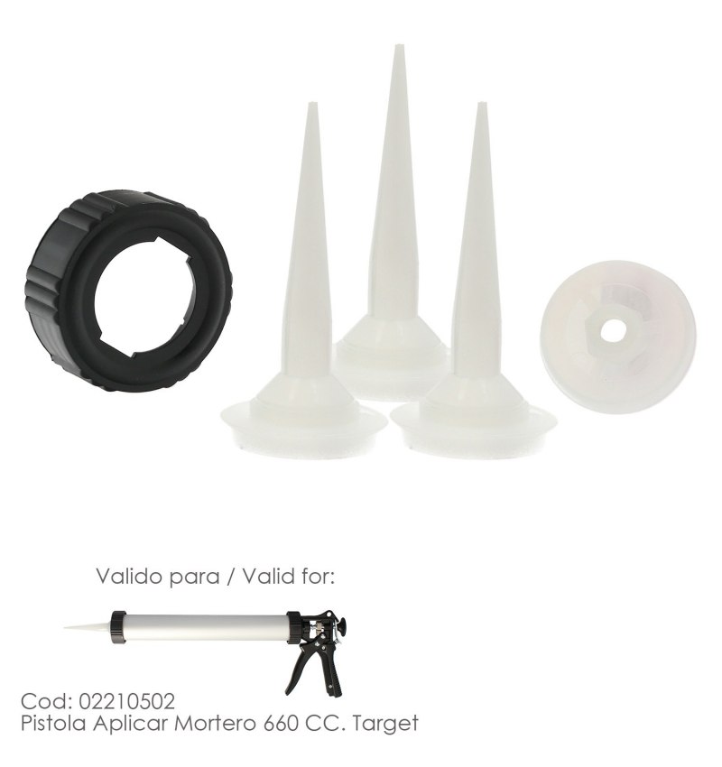 Set Accesorios para Pistola Aluminio / Acero Aplicar Mortero 660 CC. Target 02210502