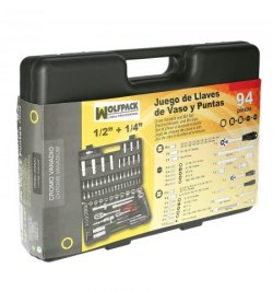 Juego Completo Llaves Vaso, kit 94 Piezas, 1/4"-1/2", Acero Vadaio, Con Maletin