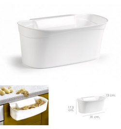 Cubo Basura Colgante Para Encimera / Cesta Recogedora Desperdicios 31x13x17.5 (Alt.) cm. Color Blanco