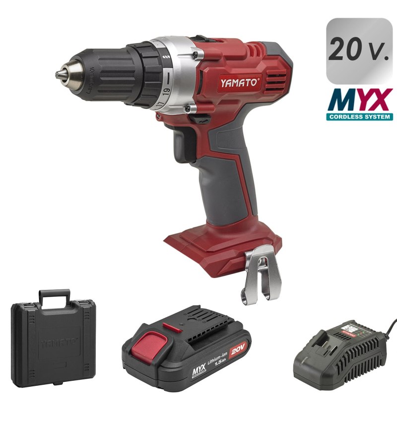 Taladro Atornillador 20 V. Con Bateria de Litio 1,5 Ah, Accesorios y Malentin.