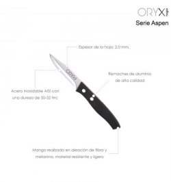 Cuchillo Aspen Mondador Hoja Acero Inoxidable 8 cm. Negro Cuchillo Aspen Mondador Hoja Acero Inoxidable 8 cm. Negro