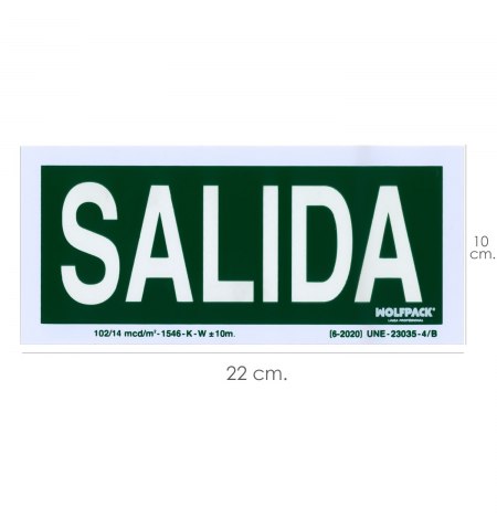 Cartel / Señal Fluorescente Salida 22x10 cm.