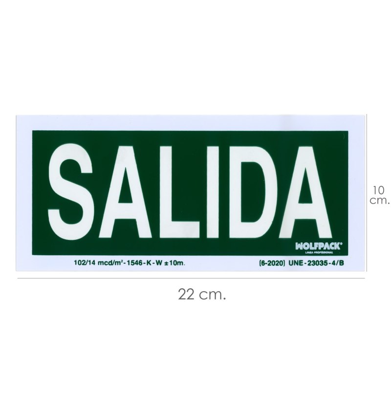 Cartel / Señal Fluorescente Salida 22x10 cm.