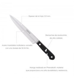 Cuchillo Grenoble Cocina Hoja Acero Inoxidable 17 cm. Negro