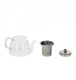 Tetera Infusiones De Cristal 500 ml. Con Filtro Infusor De Acero Inoxidable